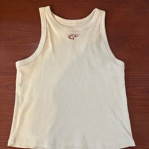 Cream Tank Top with Shrimp Embroidery